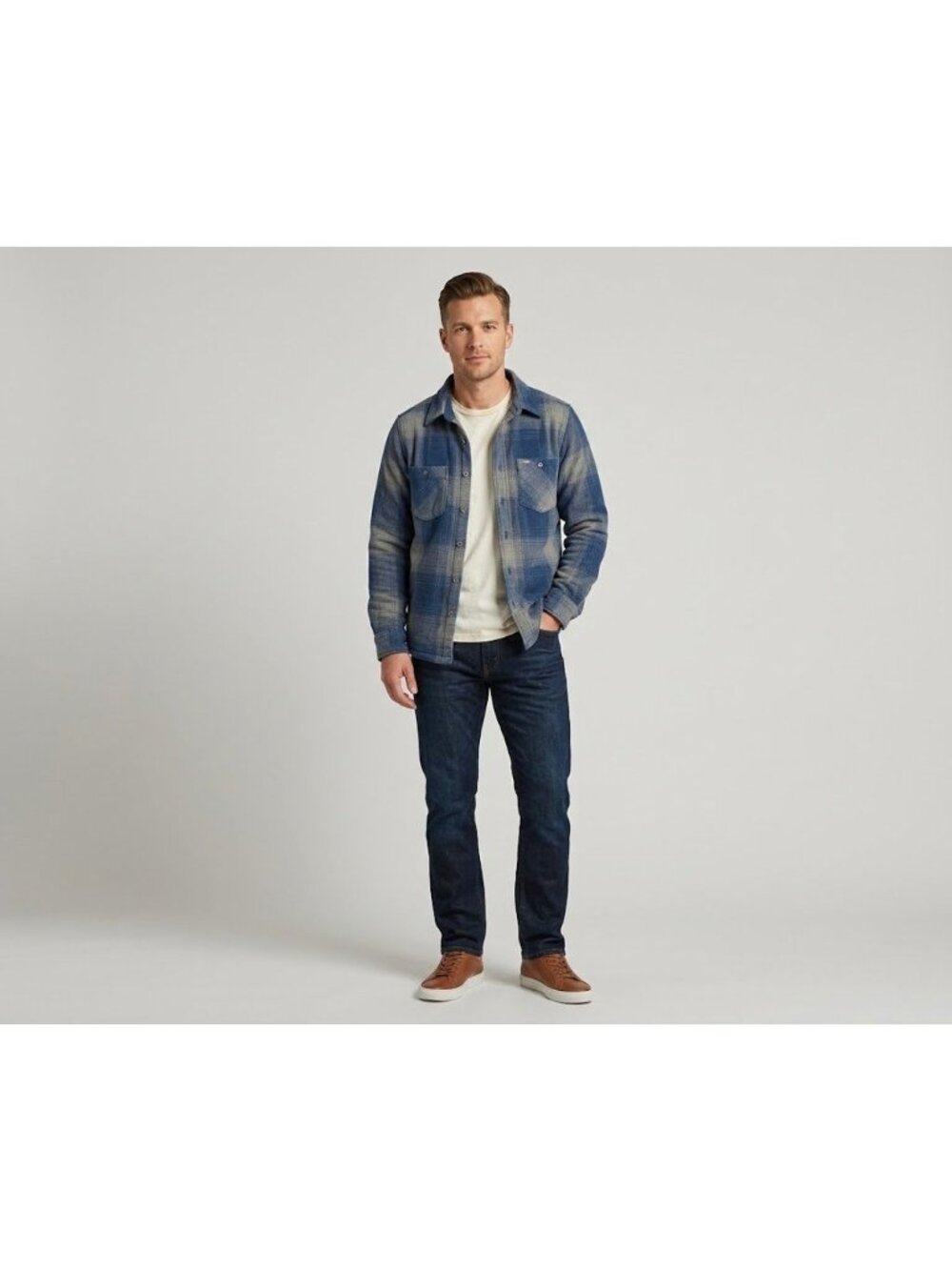 Columbia Mens Medium Blue Plaid Button-Up Flannel Shirt Polyester Workwear